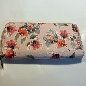 Love & Lore travel clutch pink floral numerous slots and pockets for documents